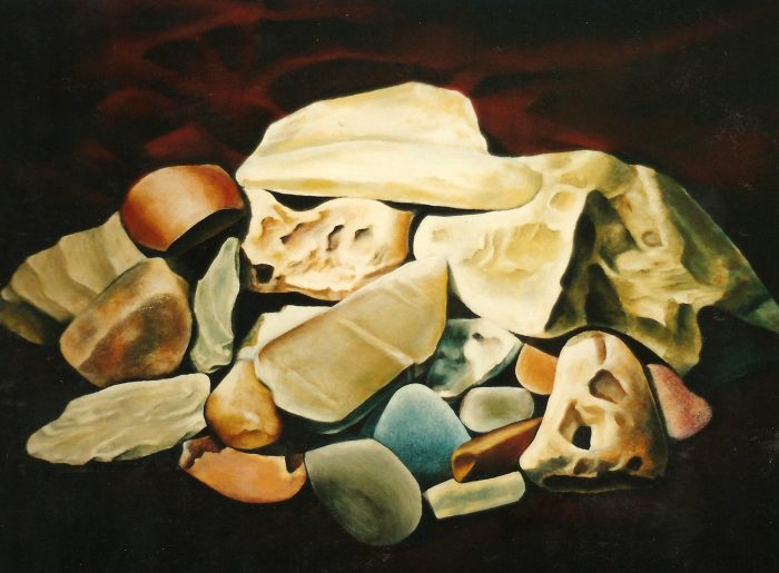 Bodegón de piedras, 2003. Acrílico sobre tela, 91x116cm