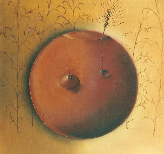 Semillas germinadas, 2000. Oleo sobre tabla. 30 x 30 cm