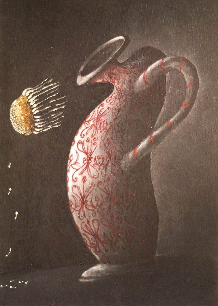 Novio rojo, 2001. Óleo sobre tabla, 40 x 30 cm