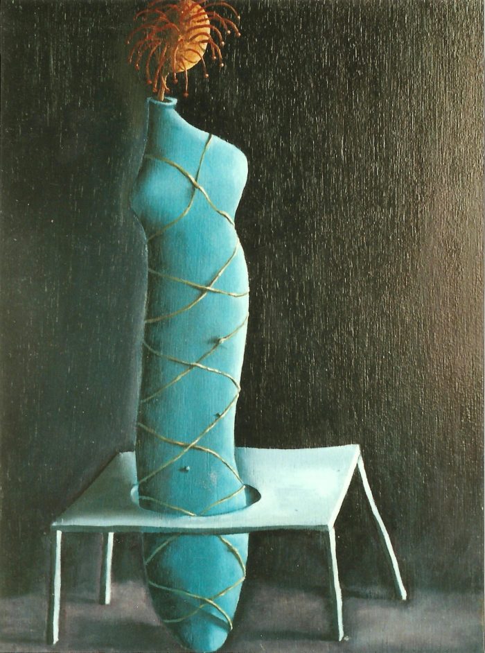Novia azul, 2001. Oleo sobre tabla, 40 x 30 cm
