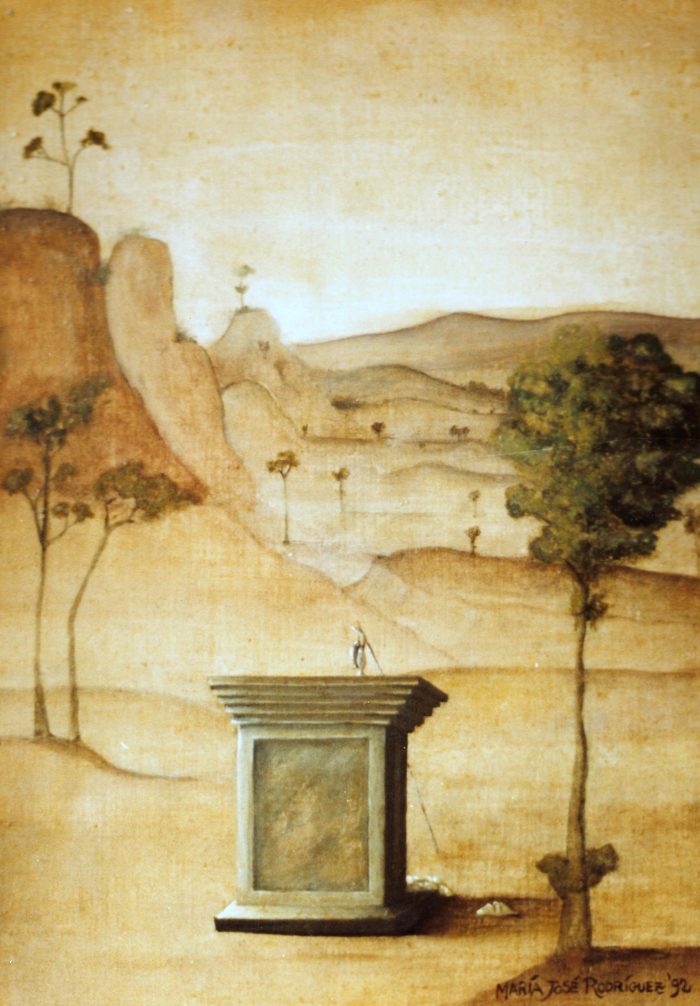 Incógnita I, 1992. Óleo sobre tabla, 29 x 21 cm.