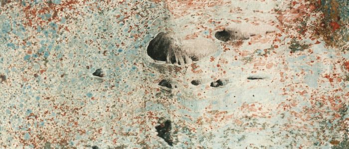 Piedra isla, 2003. Tecnica mixta sobre papel. 17 x 35 cm