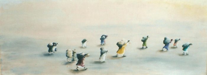 Porteadoras,1995. Oleo sobre lienzo, 20x50cm