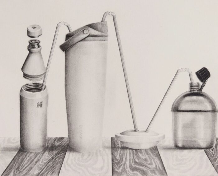 Vasos comunicantes, dibujo a grafito de María José Escolar