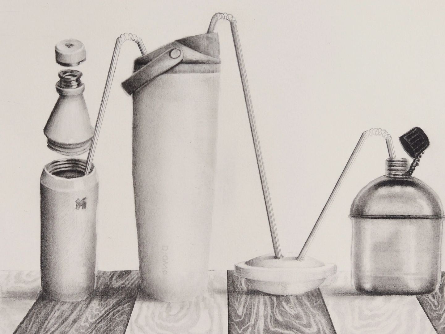 Vasos comunicantes, dibujo a grafito de María José Escolar